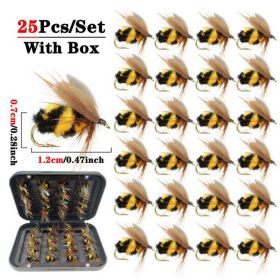 5/10/25pcs Artificial Bumblebee Fly Fishing Lures Baits Trout Bionic Flies For Trout Fishing (size: 25Pcs(with Box)) 5/10/25pcs Artificial Bumblebee Fly Fishing Lures Baits Trout Bionic Flies For Trout Fishing (size: 25Pcs(with Box))
